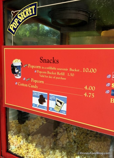 Popcorn Cart Menu with Refillable Bucket
