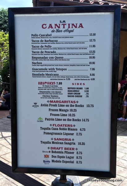La Cantina Menu
