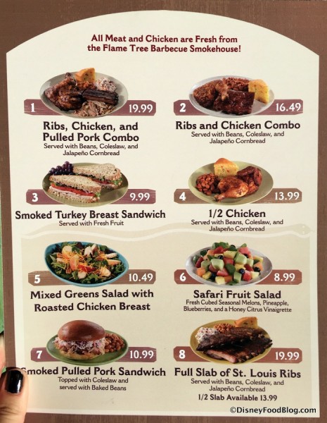Flame Tree Barbecue Menu