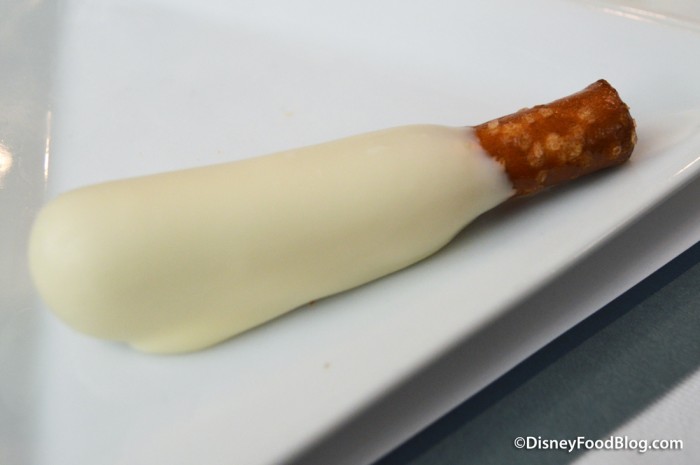 White Chocolate and Caramel Dipped Pretzel Rod