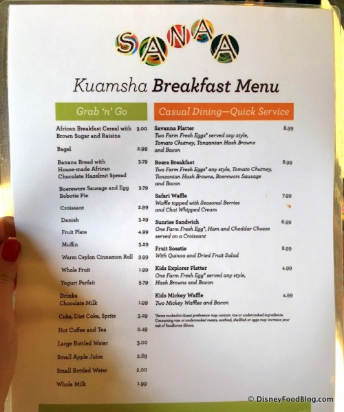 Menu -- Click to Enlarge