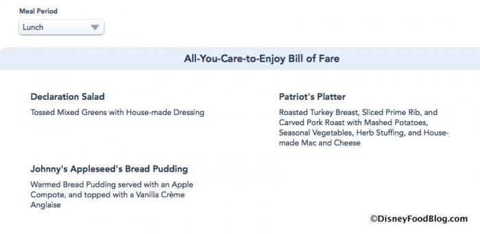 Screenshot of Liberty Tree Tavern Lunch Menu