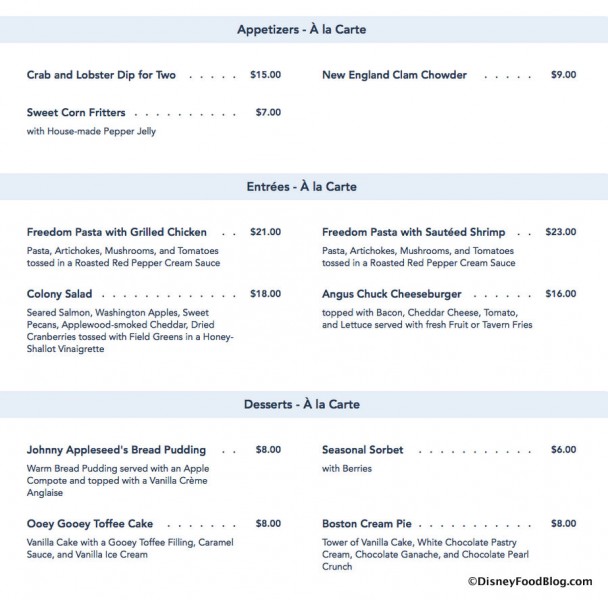 Screenshot of Liberty Tree Tavern Lunch Menu
