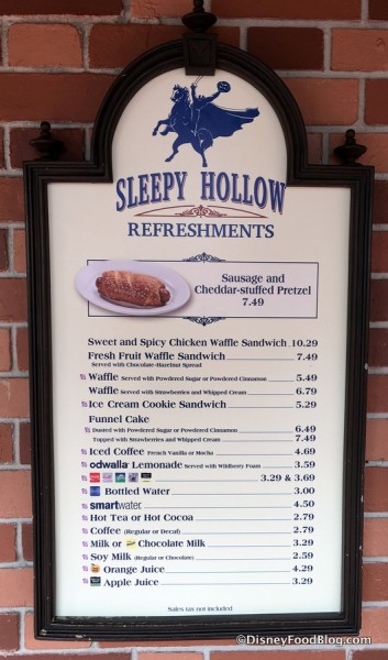 Sleepy Hollow Refreshments Menu