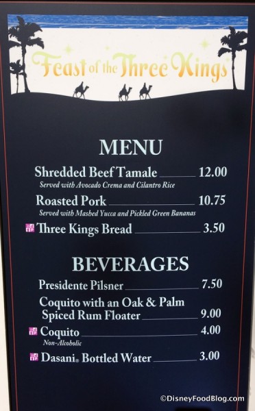Feast of the Three Kings Menu