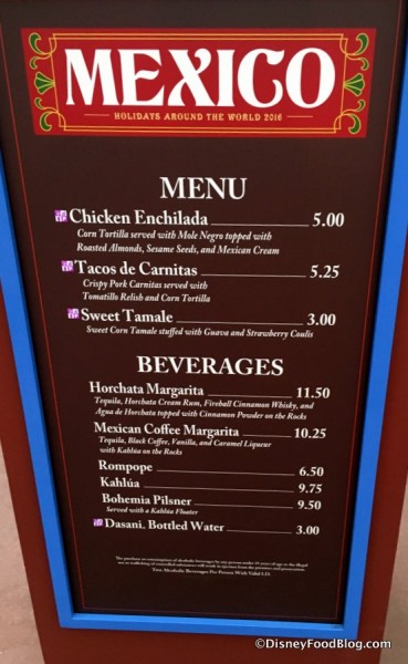 Mexico Booth Menu