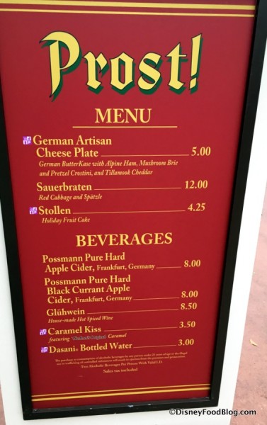 Prost! Menu