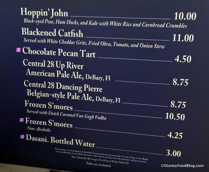 Seasonal Southern Delights Booth Menu