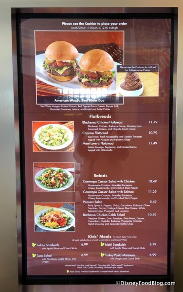 Contempo Cafe menu
