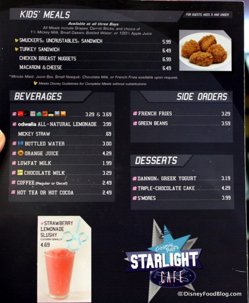 Menu -- Click to Enlarge