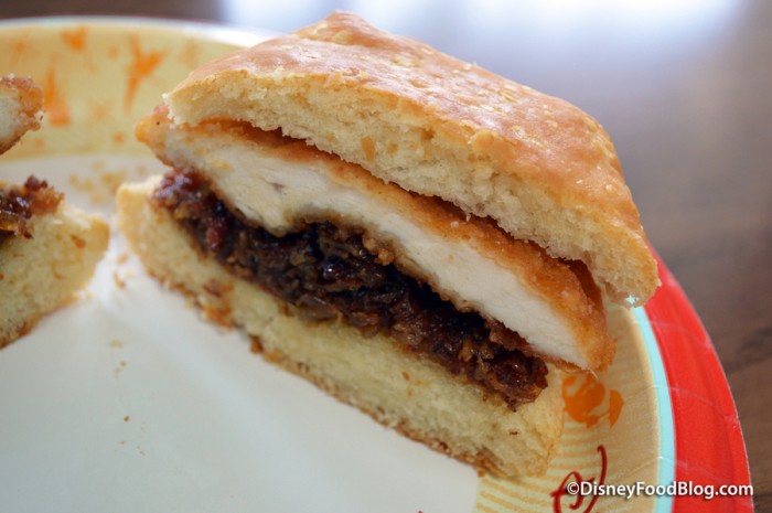 Crispy Fried Chicken on a Biscuit with Maple-Bacon Jam