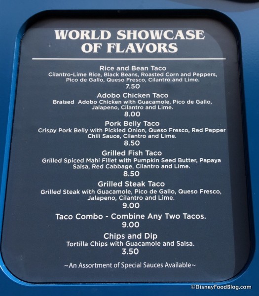 World Showcase of Flavors Menu