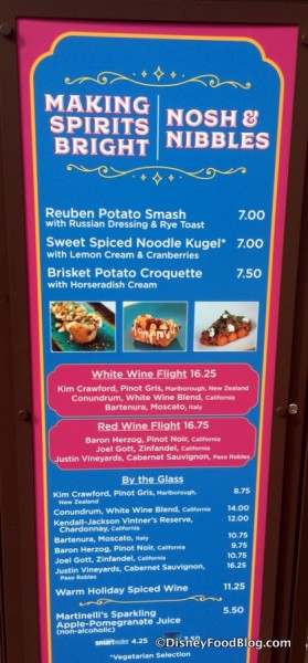 Nosh & Nibbles and Making Spirits Bright Menu