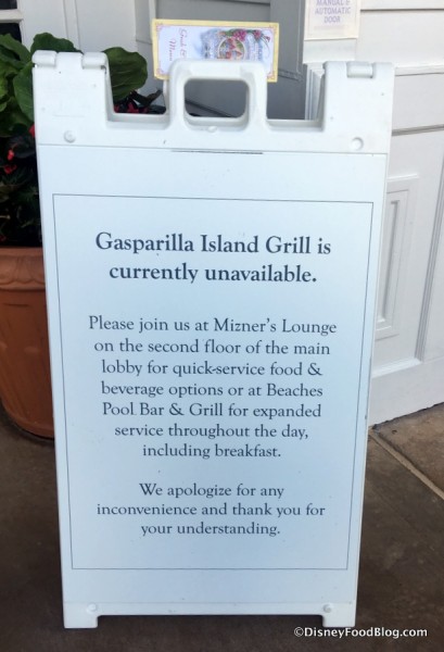 Gasparilla Grill Refurbishment sign