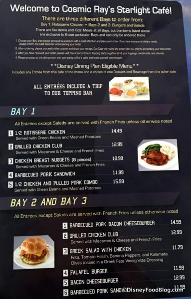 Cosmic Ray's Menu