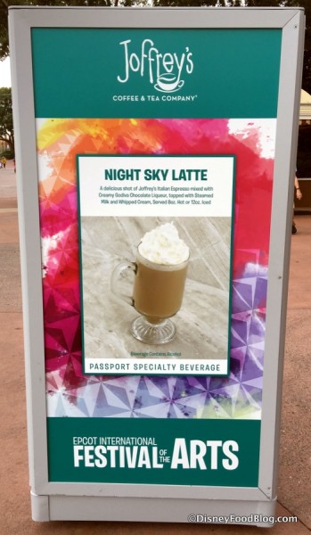 Joffrey's Night Sky Latte sign