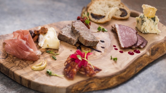 Charcuterie Palette with Artisan Cured Meats, Nueske's Smoked Duck Breast and Cheese -- Masterpiece Kitchen Food Studio ©Disney
