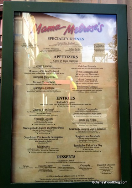 Mama Melrose's Menu