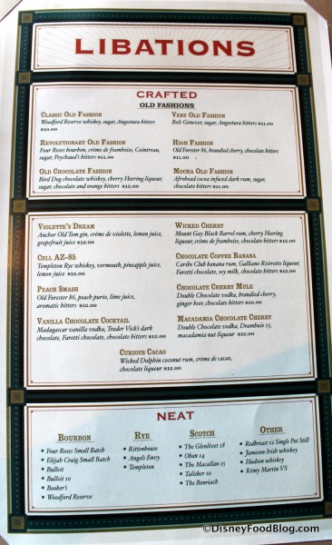 Libations Menu