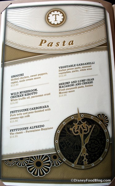 Pasta Menu