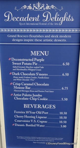 Decadent Delights Menu