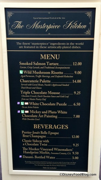 The Masterpiece Kitchen Menu