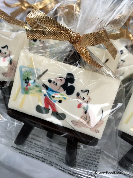 Mickey and Pluto White Chocolate Art Painting with Chocolate Easel