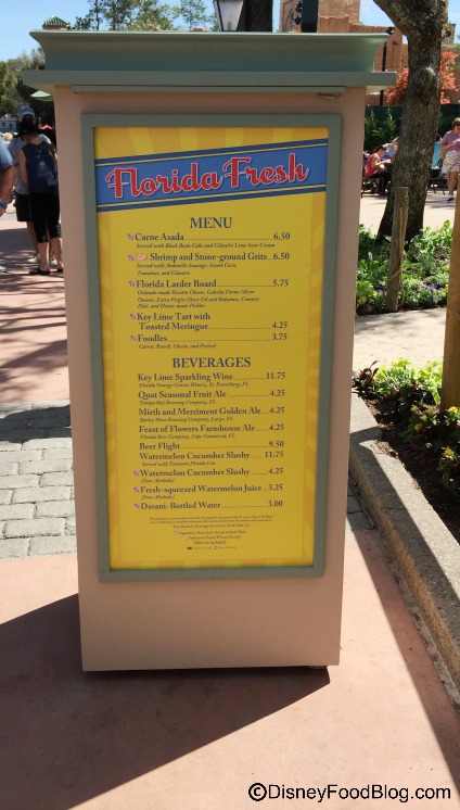 Florida Fresh Booth Menu