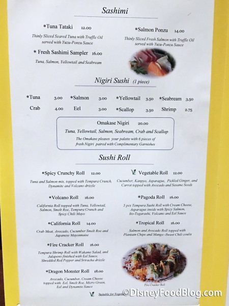 Menu -- Click to Enlarge
