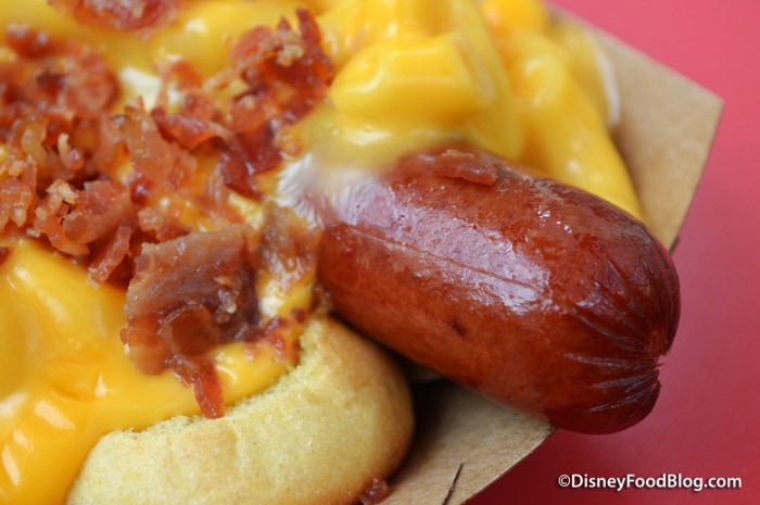 Mac and Cheese Dog Close-Up