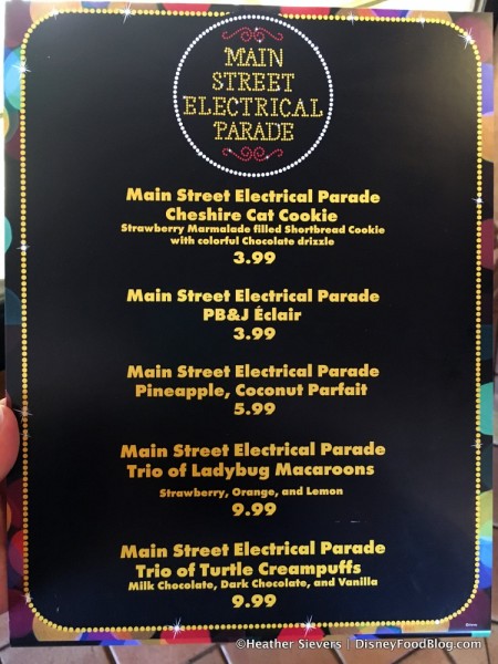 Main Street Electrical Parade Menu