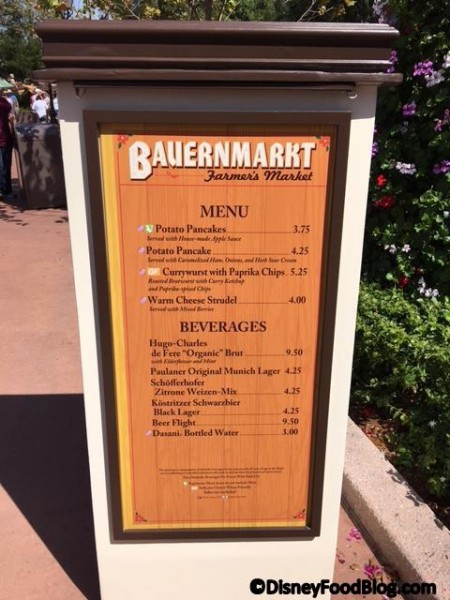 Bauernamarkt Booth Menu 2017
