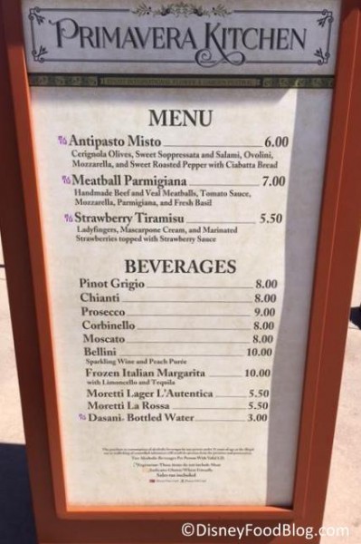 Primavera Kitchen Menu 2017