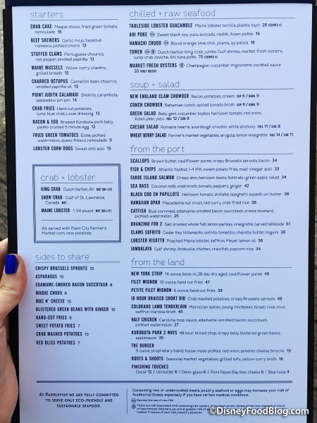 Menu -- Click to Enlarge