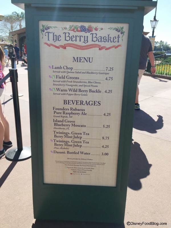 The Berry Basket Booth Menu