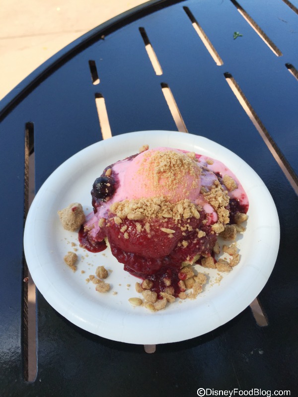 Warm Wild Berry Buckle with Pepperberry Sorbet
