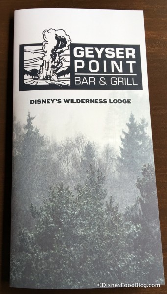 Geyser Point Bar Menu