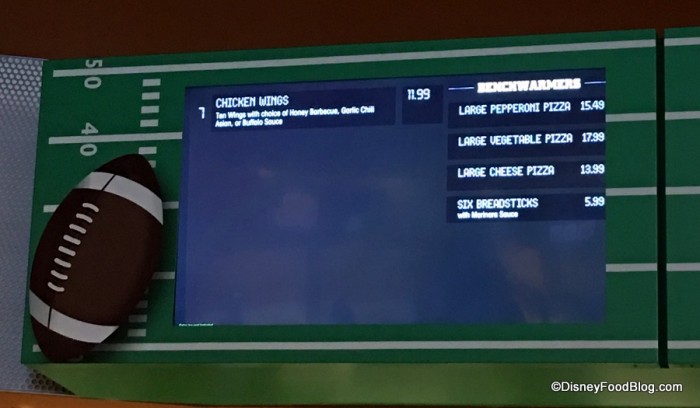 End Zone Food Court menu