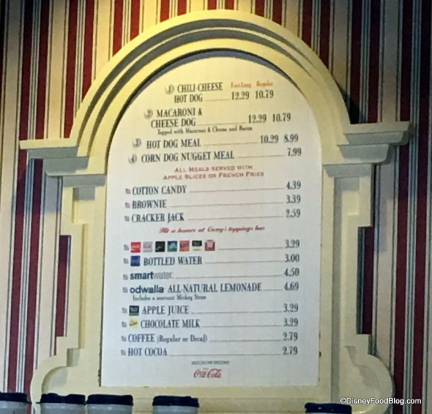 Casey's Corner Regular Menu