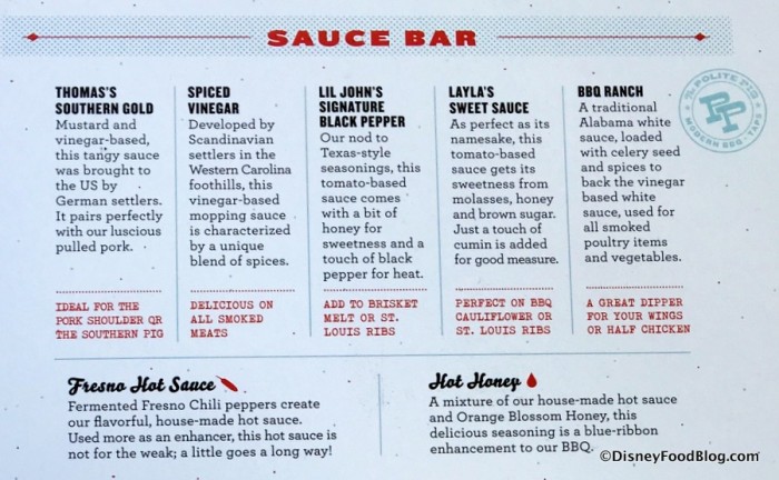 Sauce Menu