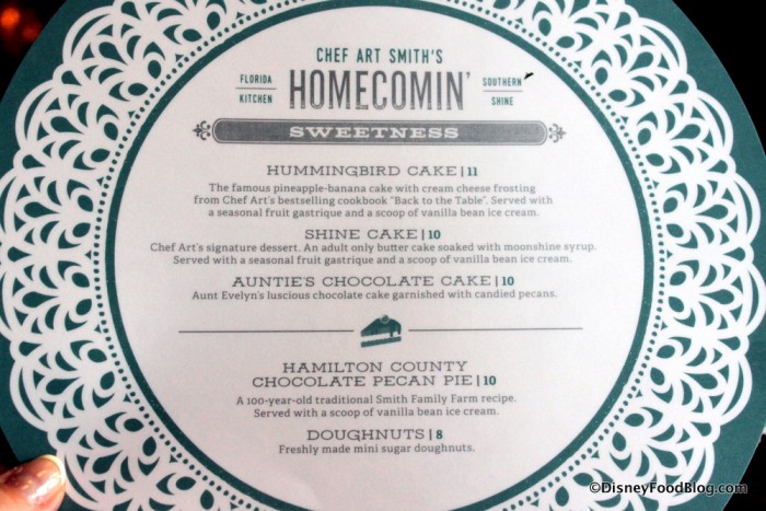 Dessert Menu -- Click to Enlarge