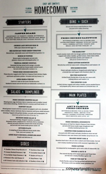 Menu -- Click to Enlarge