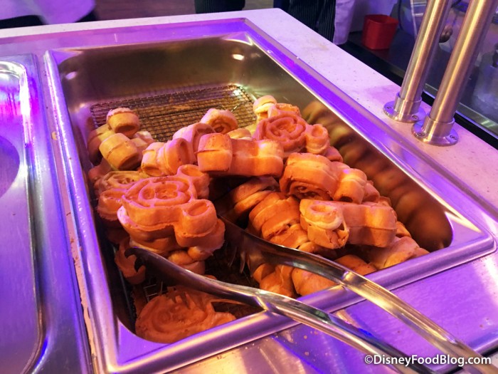 Mickey Waffles on the Breakfast Buffet