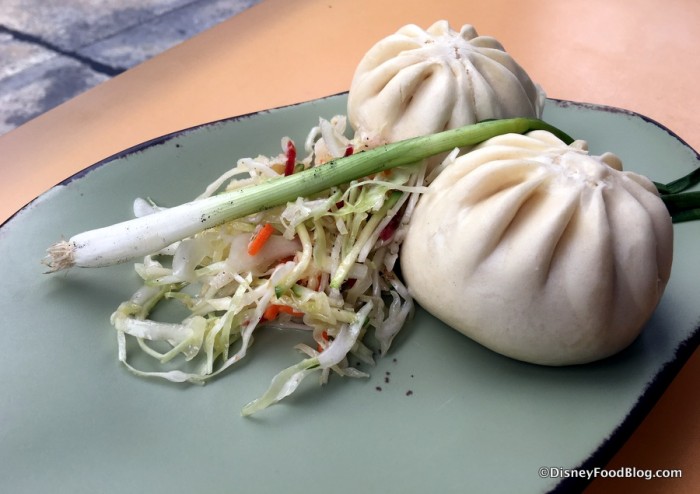 Scrambled Eggs, Bacon, and Spinach Steamed Pods with Pickled Vegetables