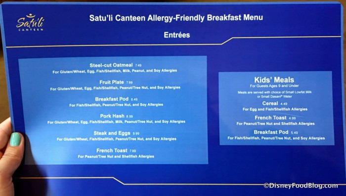 Allergy-friendly Breakfast Menu
