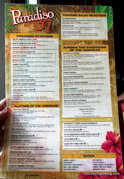 Menu -- Click to Enlarge