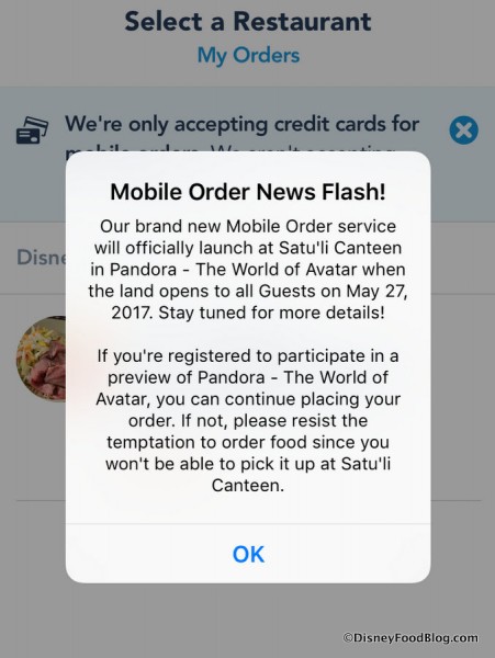 Mobile Order Screenshot