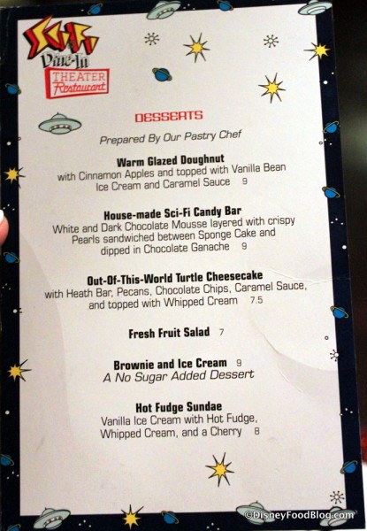 Sci-Fi Dessert Menu