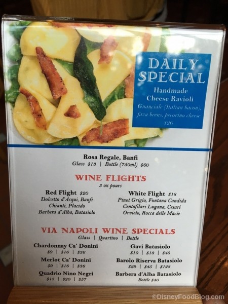 Via Napoli Daily Specials