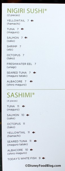 Wolfgang Puck Cafe Sushi Menu
